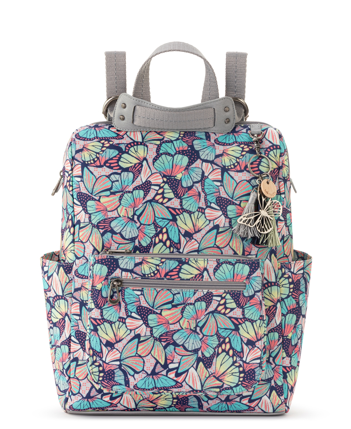Sakroots Recycled Loyola Convertible Backpack In Navy Butterfly Bloom
