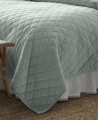 Laura Ashley Solid Velvet Diamond Stitch Quilt Sets
