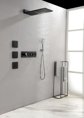 Wall Mounted Waterfall Rain Shower System With 3 Body Sprays &amp; Handheld Shower