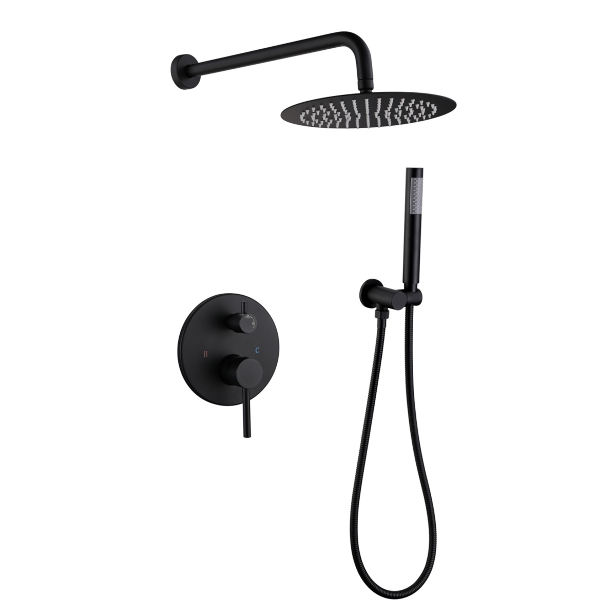 Simplie Fun Complete Shower System With Rough-in Valve In Black