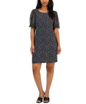 Connected - Petite Short-Sleeve Round-Neck Sheath Dress