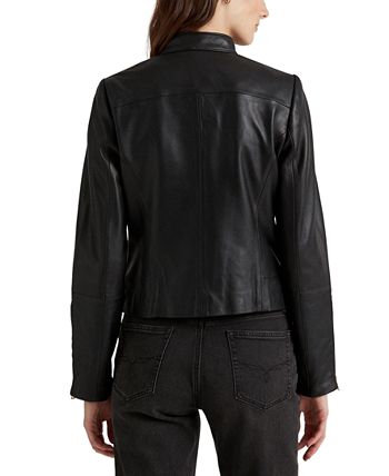 Lauren ralph lauren leather moto jacket outlet