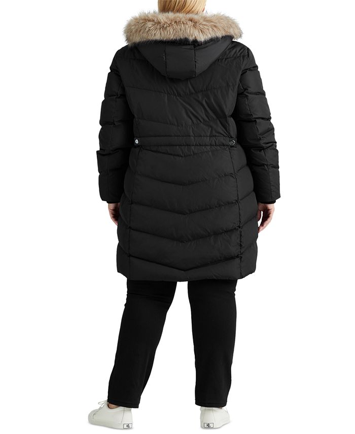 Lauren Ralph Lauren Women's Plus Size Faux-Fur-Trim Hooded Puffer Coat ...