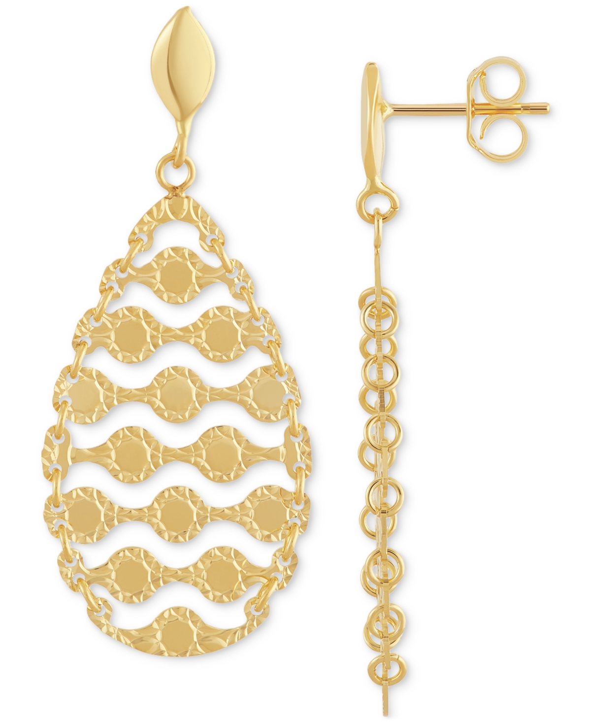Italian Gold Openwork Teardrop Drop Earrings In 10k Gold