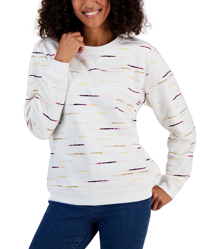 Karen Scott Petite Space Dye Fleece Sweatshirt, Created for Macy's - Macy's