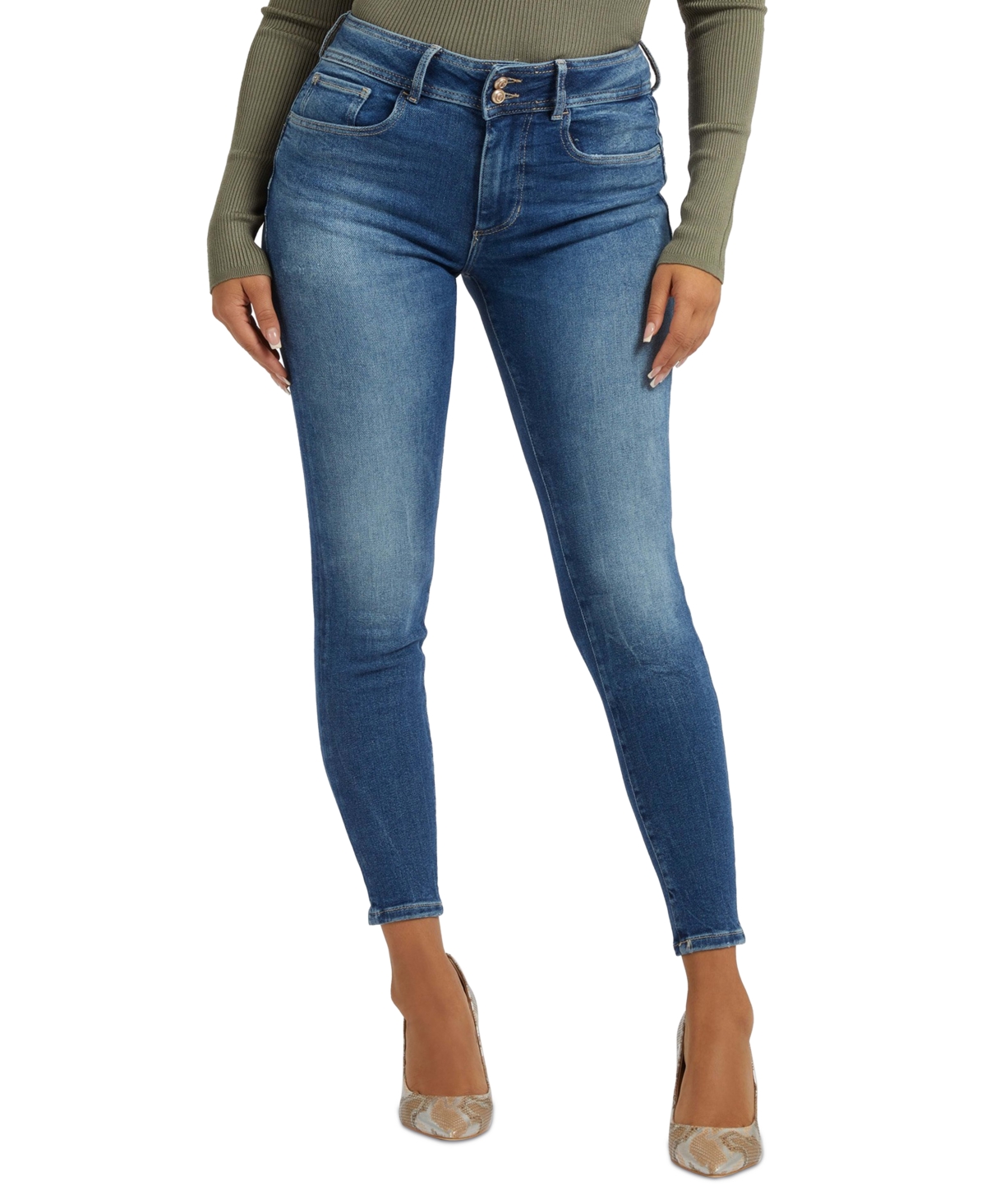 Shop Guess Women's Shape Up Mid-rise Skinny Jeans In Calicycle Mid