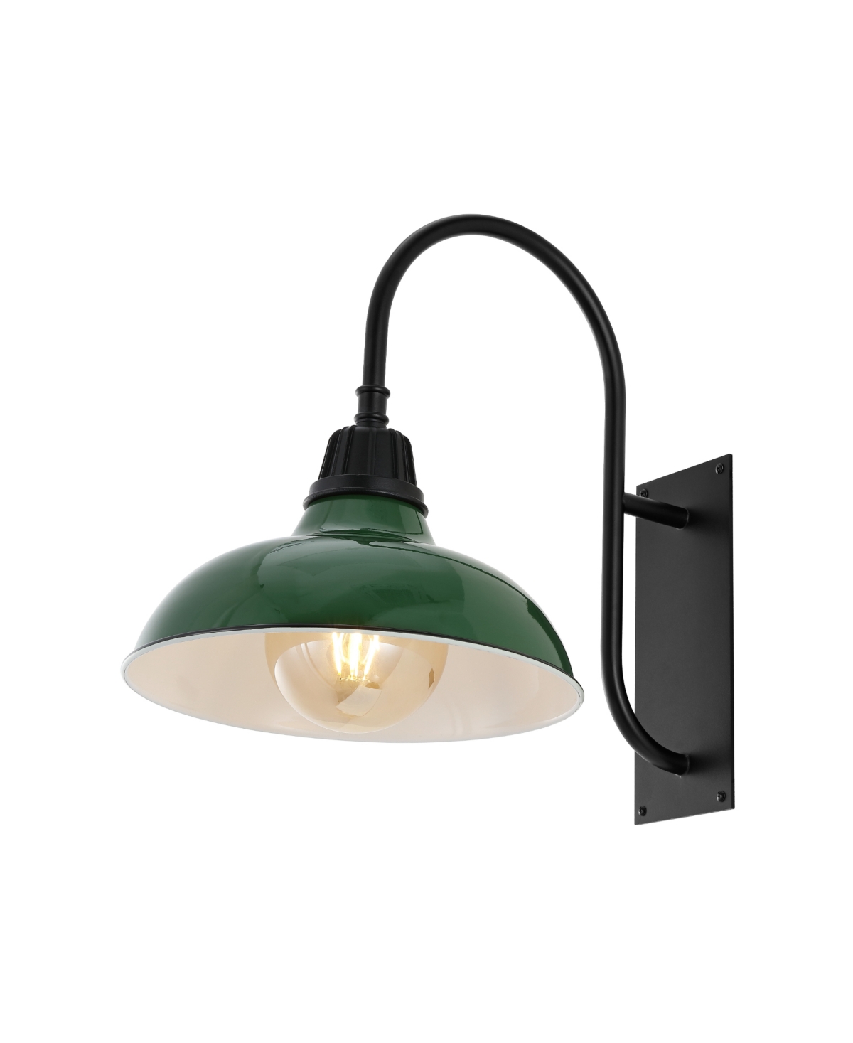 Stanley 1-Light Farmhouse Industrial Indoor, Outdoor Iron Led Gooseneck Arm Outdoor Sconce - White