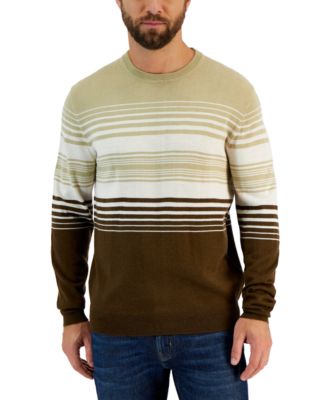 Club Room - Men's Dylan Merino Striped Long Sleeve Crewneck Sweater