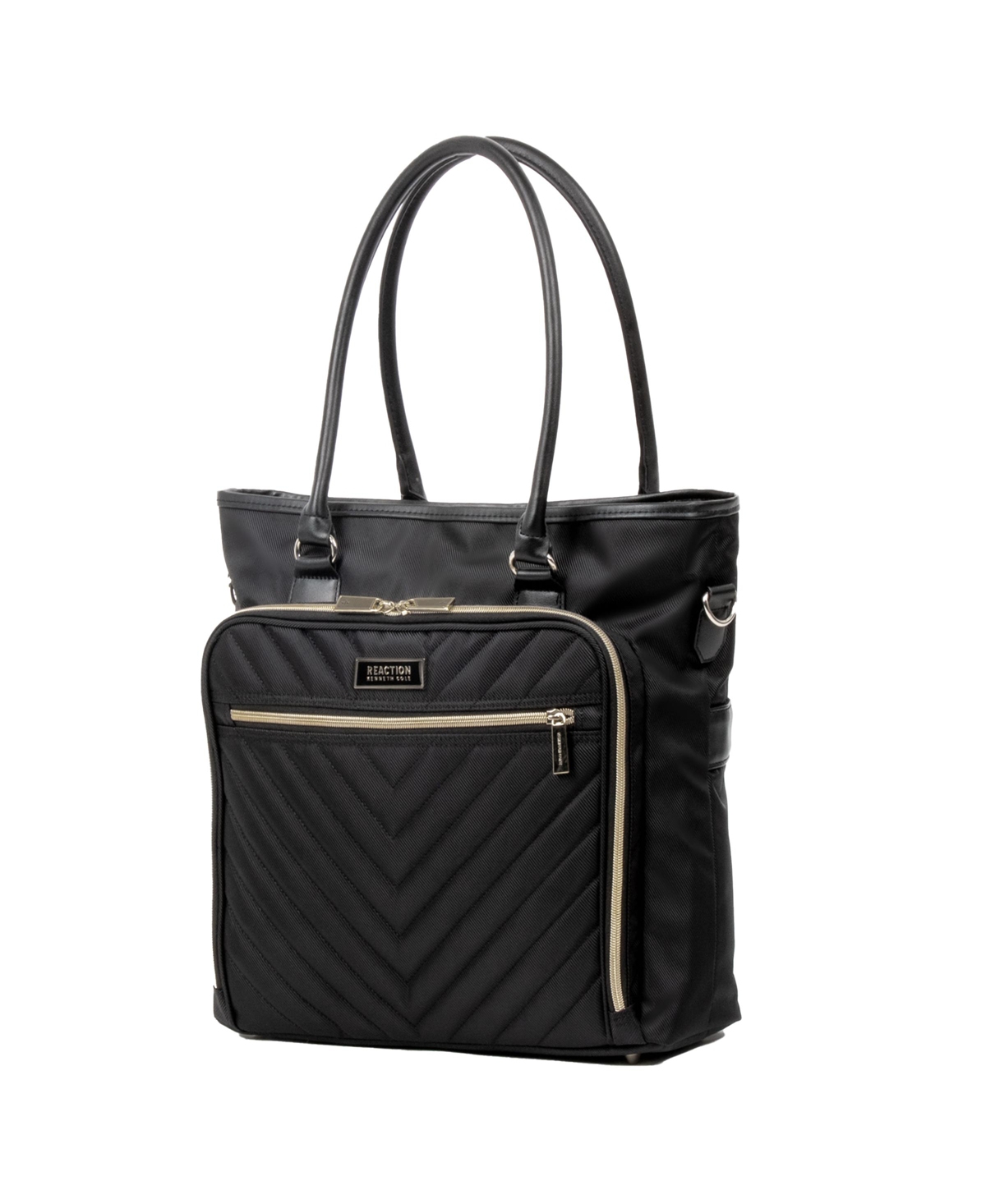 Shop Kenneth Cole Reaction Madison Square Hardside Chevron Expandable Luggage, 2-piece 20" Carry-on And Tote In Black