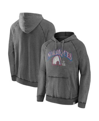 Men's Gray Quebec Nordiques Heritage Broken Ice Washed Raglan Pullover Hoodie