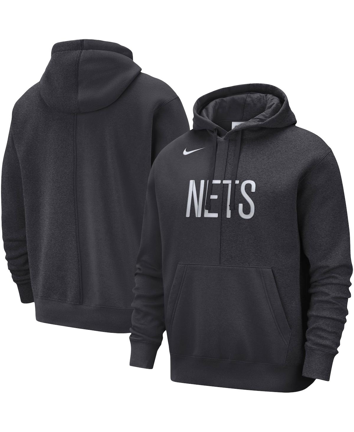 Shop Nike Men's  Anthracite Brooklyn Nets Courtside Versus Stitch Split Pullover Hoodie