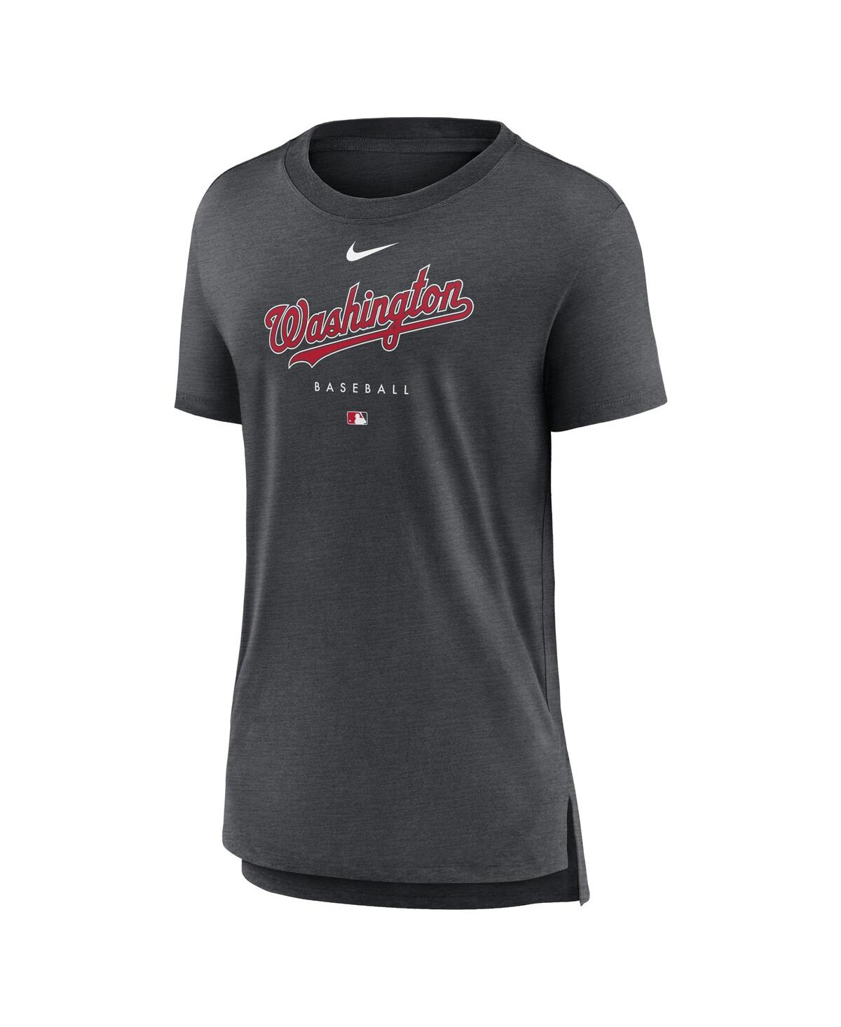 Nike Women's  Heather Charcoal Washington Nationals Authentic Collection Early Work Tri-blend T-shirt In Heather Charcoal