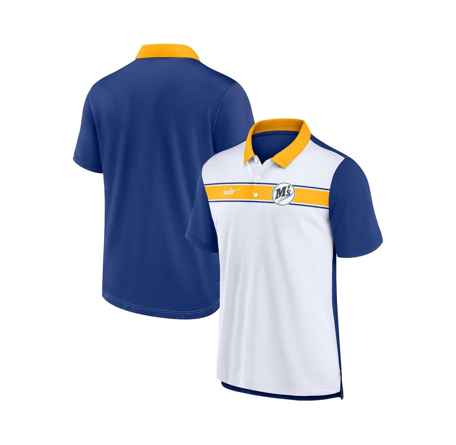 Men's White, Royal Seattle Mariners Rewind Stripe Polo Shirt