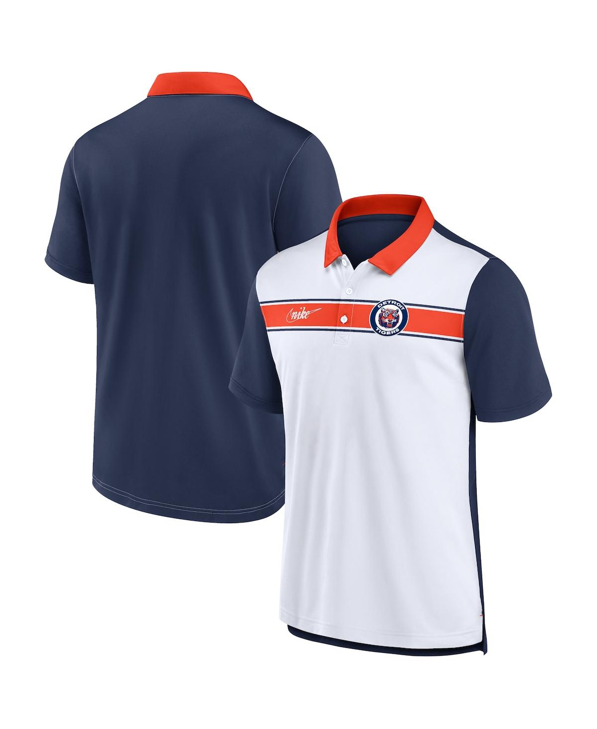 Shop Nike Men's  White, Navy Detroit Tigers Rewind Stripe Polo Shirt In White,navy