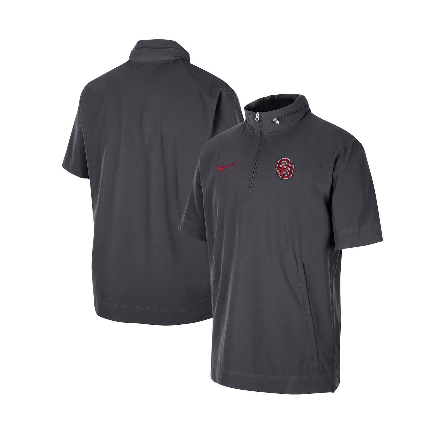 Men's Anthracite Oklahoma Sooners Coaches Half-Zip Short Sleeve Jacket