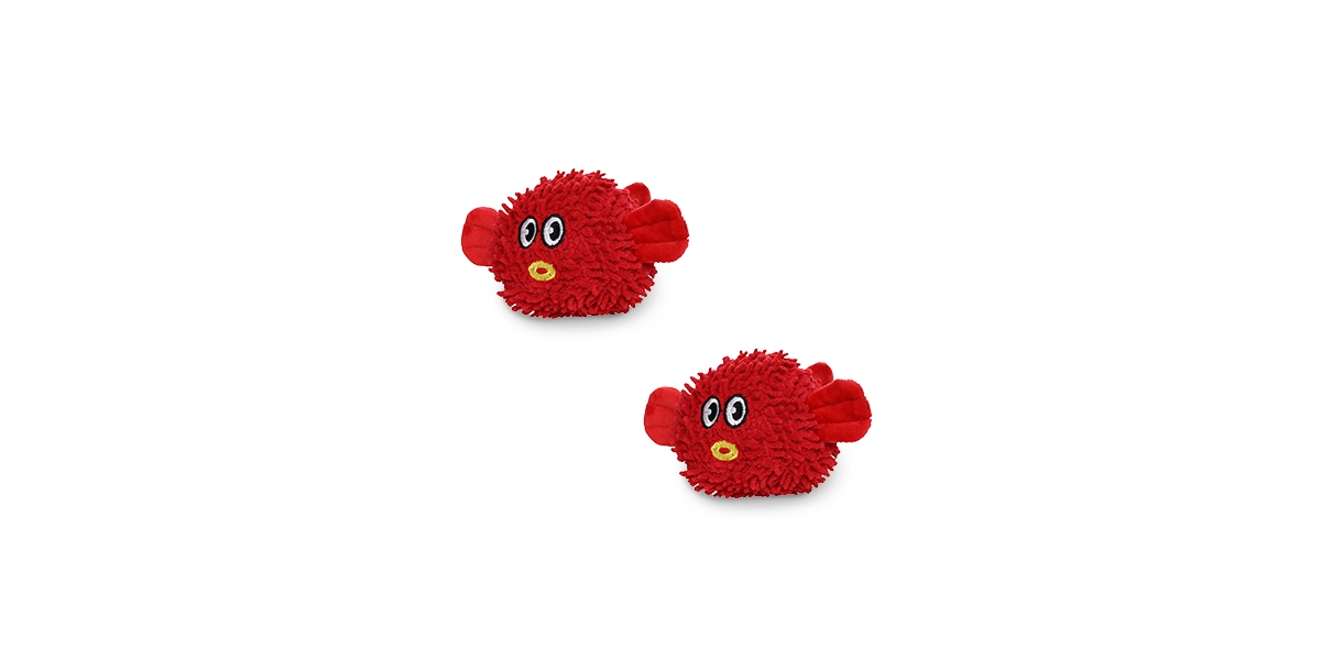 Jr Microfiber Ball Blowfish, 2-Pack Dog Toys - Red