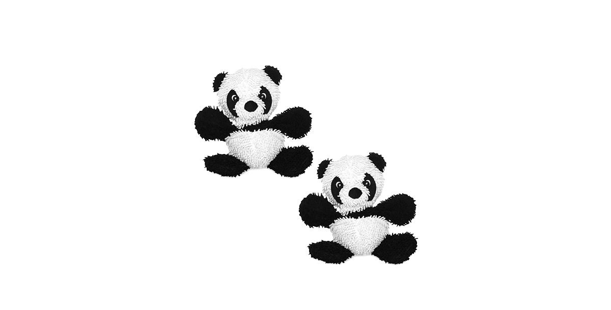 Microfiber Ball Panda, 2-Pack Dog Toys - White