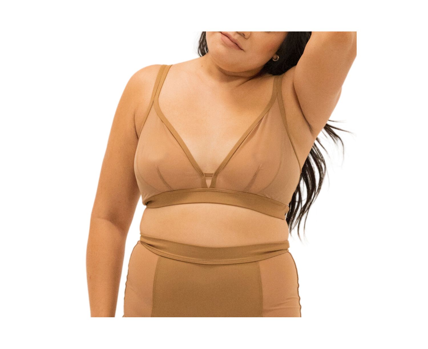 Plus Size Nude Shade Wireless Comfort Mesh Racerback Bra