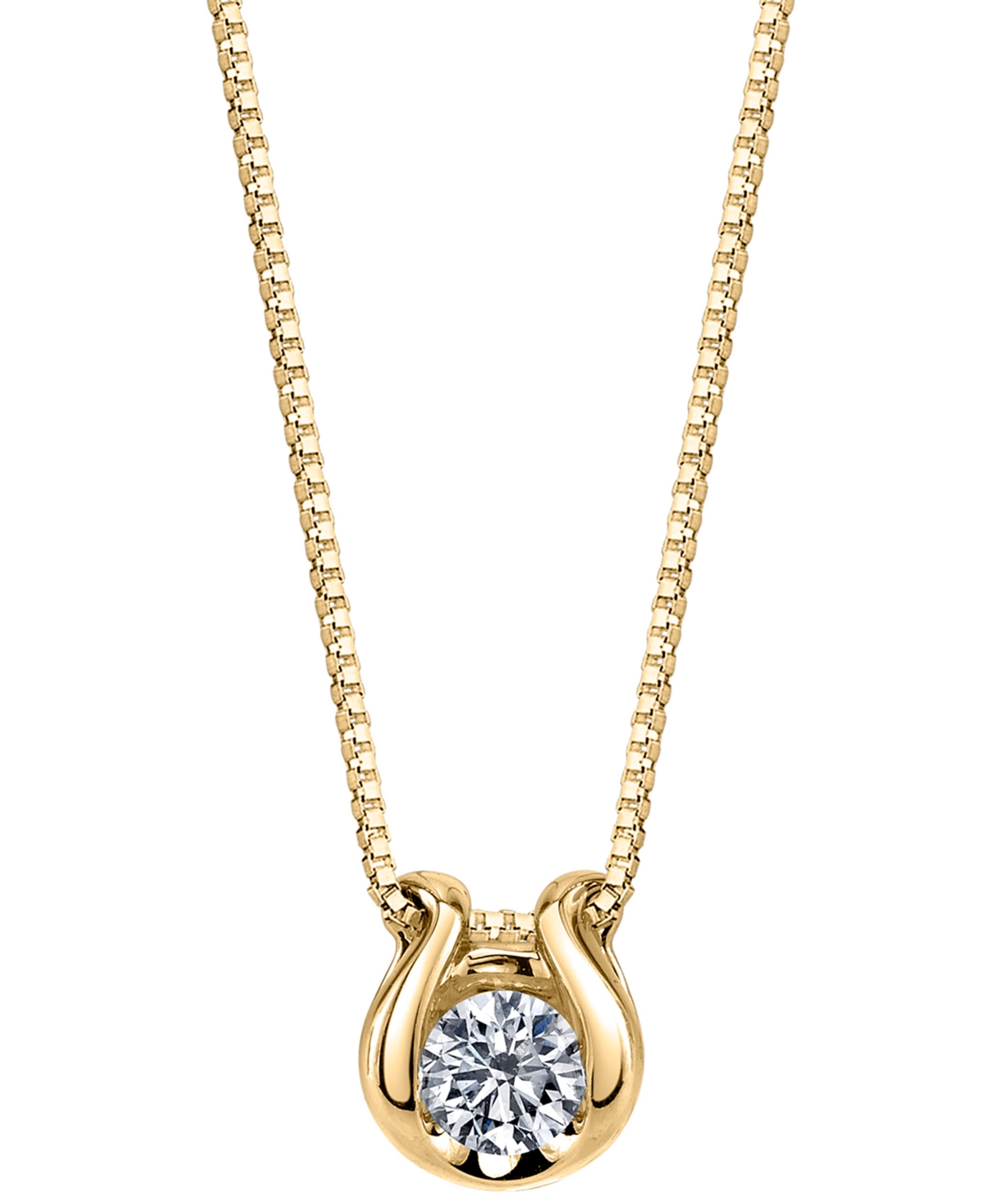 Sirena Diamond Solitaire Omega 18" Pendant Necklace (1/5 Ct. T.w.) In 14k Gold In Yellow Gold