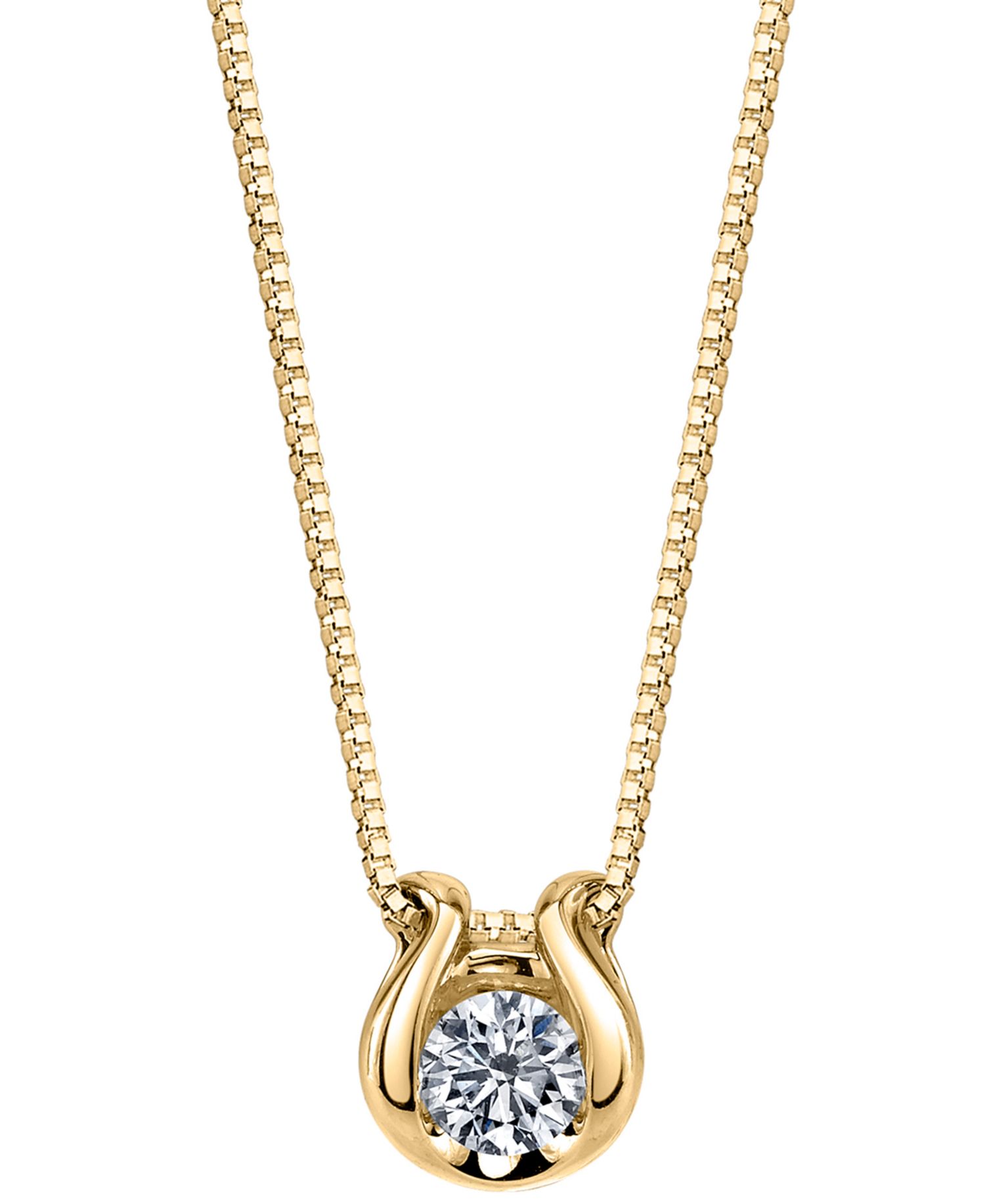 Diamond Solitaire Omega 18" Pendant Necklace (1/5 ct. t.w.) in 14k Gold