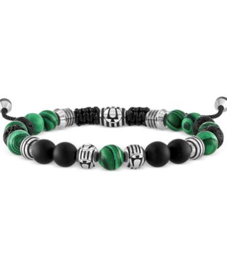 Men's Marine Star Beaded Bolo Bracelet in Stainless Steel