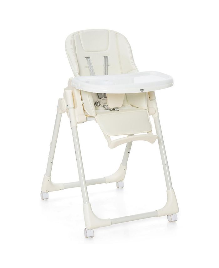 Costway Foldable Baby Highchair with 360degrees Rotating Wheels & Height Adjustment Macy's