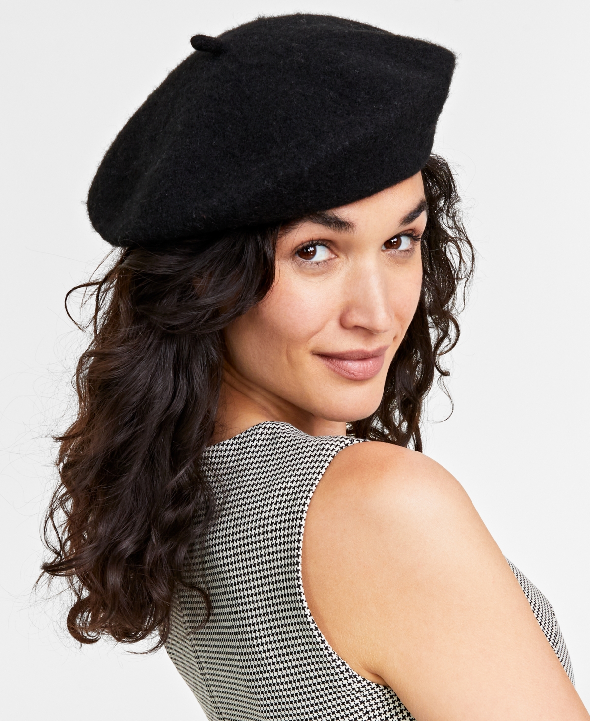 On 34th Women's Solid Beret, Created For Macy's, Created For Macy's In Black
