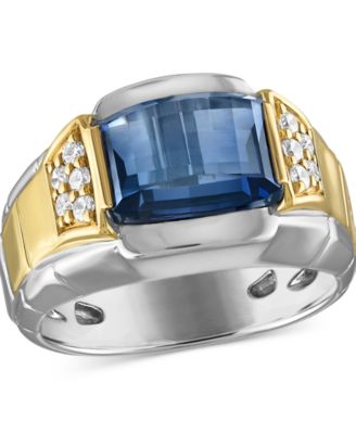 Men's Classic Lab Created Sapphire & Diamond (1/4 ct. t.w.) Ring in 14k Gold-Plated Sterling Silver