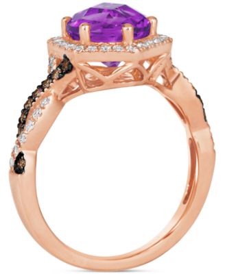 Grape Amethyst (1-3/4 ct. t.w.) & Diamond (3/8 ct. t.w.) Halo Twist Ring in 14k Rose Gold (Also in Deep Sea Blue Topaz)