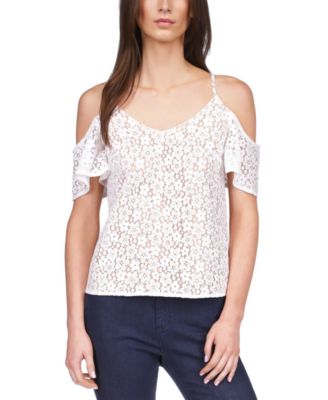 Michael Kors - Women's Lace Cold-Shoulder Chain Top