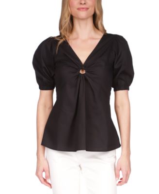 Michael Kors - Women's Poplin V-Neck Ring Top