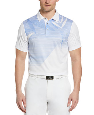 PGA TOUR Men's Asymmetrical Tropical-Print Performance Golf Polo Shirt ...
