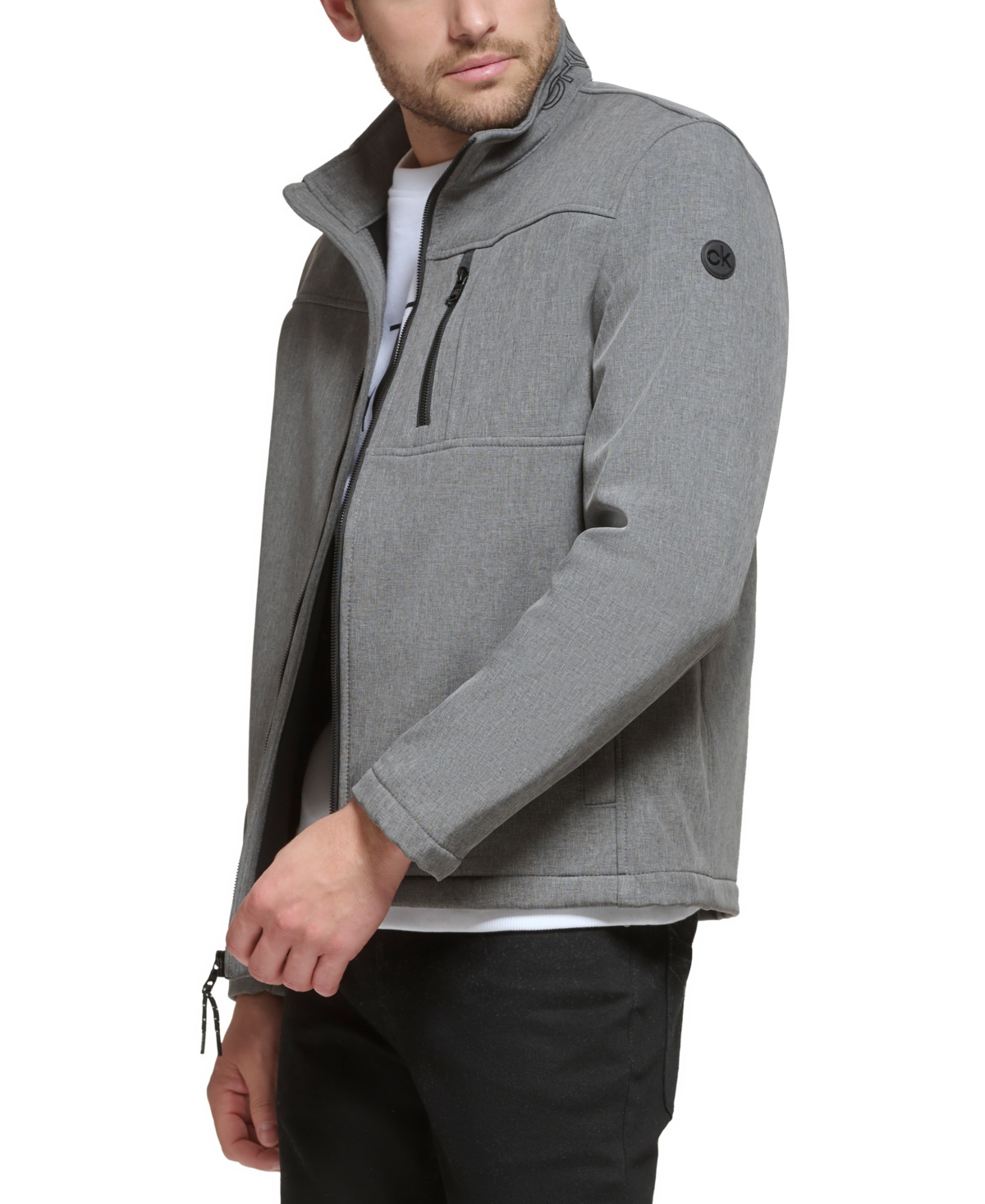 Calvin Klein Men's Infinite Stretch Soft Shell Jacket In Light Grey Heather