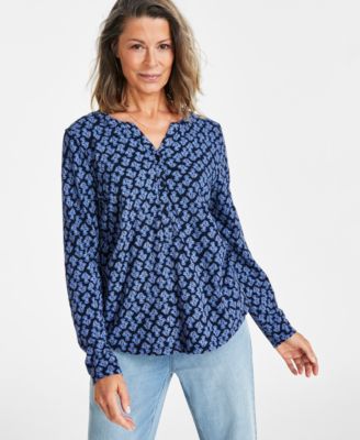 Style & Co - Petite Denise Floral-Print Cotton Top