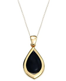Onyx Teardrop Pendant Necklace (8 ct. t.w.) in 14k Gold over Resin 