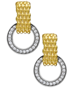 image of Diamond Mesh Circle Drop Earrings in 22k Yellow Gold Vermeil over Sterling Silver and Sterling Silver