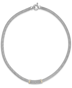 image of Diamond Mesh Collar Necklace in 14k Gold and Sterling Silver (1/4 ct. t.w.)