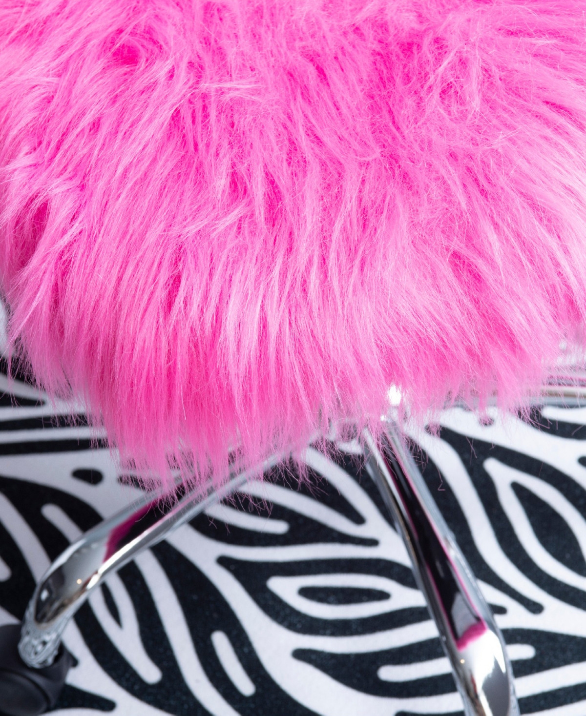 Linon Home Decor Albion Armless Swivel Office Chair In Pink Faux Fur