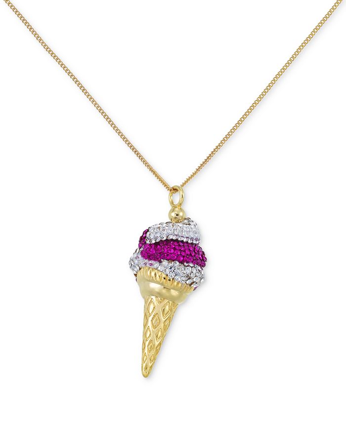 Simone - Smith Gold in Silver Pendant Crystal Macy\'s and Cone 18k Necklace over Clear Ice I. Cream Pink Sterling
