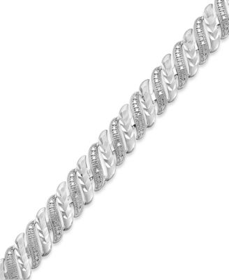Macy's - Diamond Accent Swirl Bracelet in Sterling Silver-Plated Bronze