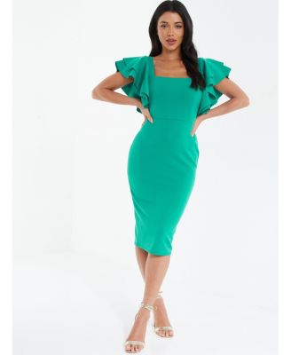 QUIZ Women s Square Neck Frill Sleeve Midi Dress Macy s