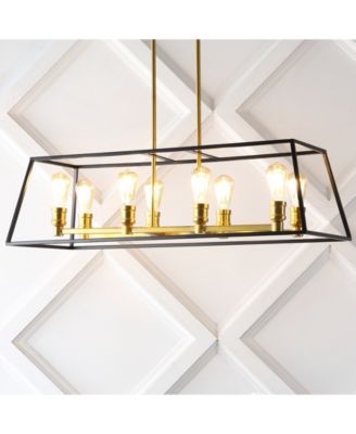 Liane 35" 8-Light Farmhouse Industrial Iron Linear LED Pendant