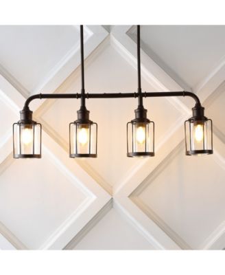 Abbott 34" 4-Light Farmhouse Industrial Iron, Glass Linear LED Pendant