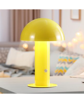 Boletus 10.75" Contemporary Bohemian Rechargeable, Cordless Iron Integrated LED Mushroom Table Lamp