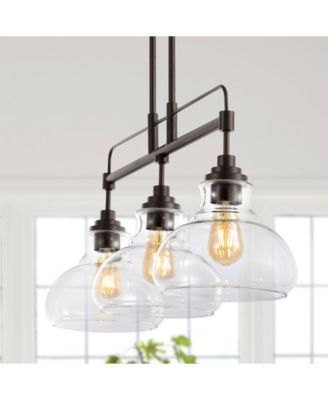 Marlowe 32.5" 3-Light Farmhouse Industrial Iron, Glass Linear LED Pendant