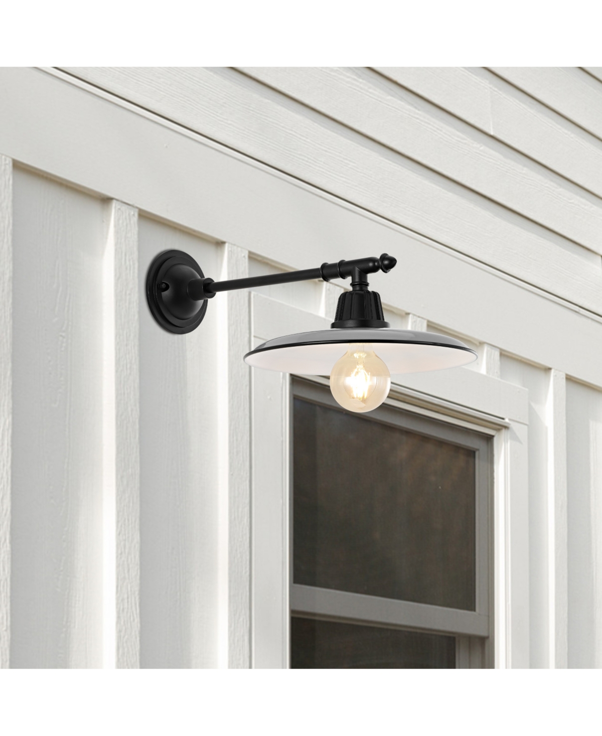 Bonner 1-Light Farmhouse Industrial Indoor, Outdoor Iron Led Victorian Arm Outdoor Sconce - White