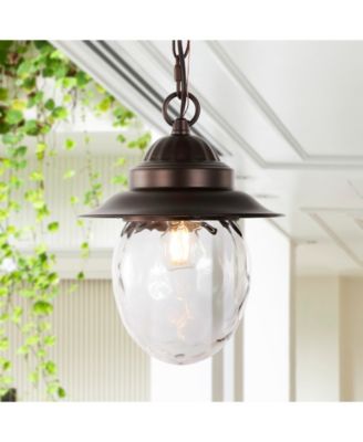Manteo 8.25" 1-Light Farmhouse Industrial Iron, Glass Outdoor LED Pendant