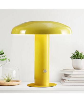 Suillius 11" Contemporary Bohemian Rechargeable, Cordless Iron Integrated LED Mushroom Table Lamp