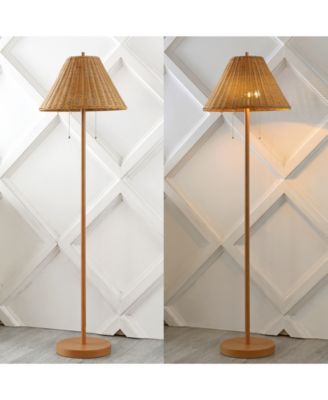 Nando 61" 2-Light Coastal Bohemian Iron, Rattan LED Floor Lamp with Pull-Chain