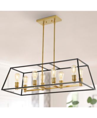 Liane 35" 8-Light Farmhouse Industrial Iron Linear LED Pendant